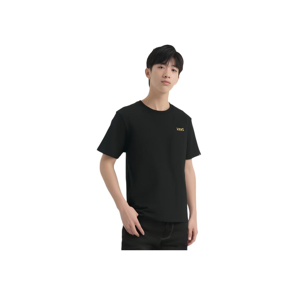Vans Casual Cartoon Dinosaur Pattern Round Neck Short Sleeve T-Shirt Men Tops Black VN0A7PZFBLK