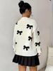 Women's Casual Bow Print Sweater Pullover for Autumn and Spring