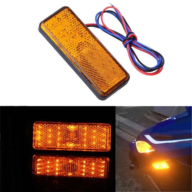 12V Car Motorcycle Truck LED Reflectors Round Tail Lights 24LED Warning Side Marker Light Rear Tail Brake Stop Turn Singal Light