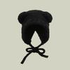 Bear cute bag head hat women's autumn and winter versatile new warm ear protectors big head circumference wool knitted hat