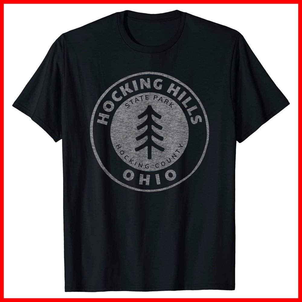 

Retro Hocking Hills State Park Souvenir Black Cotton T-Shirt Unisex T-Shirt XXL