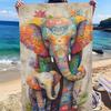 Colorful Elephant Beach Towel, Floral Mandala Art, Quick Dry Microfiber, Oversized for Beach, Pool, Yoga, Travel, Gift for Her