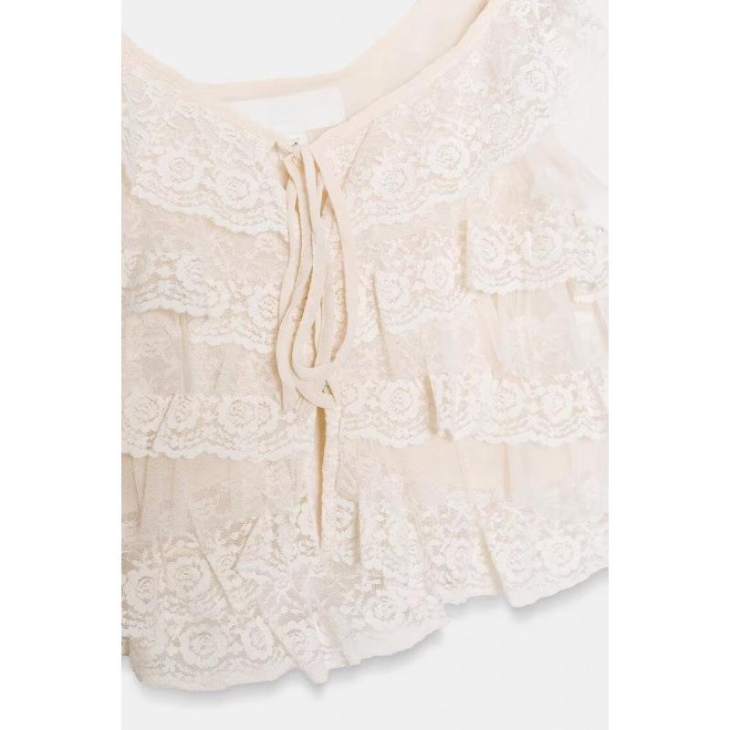 2026 Spring European & American Style Lace Layered Fashion Top 