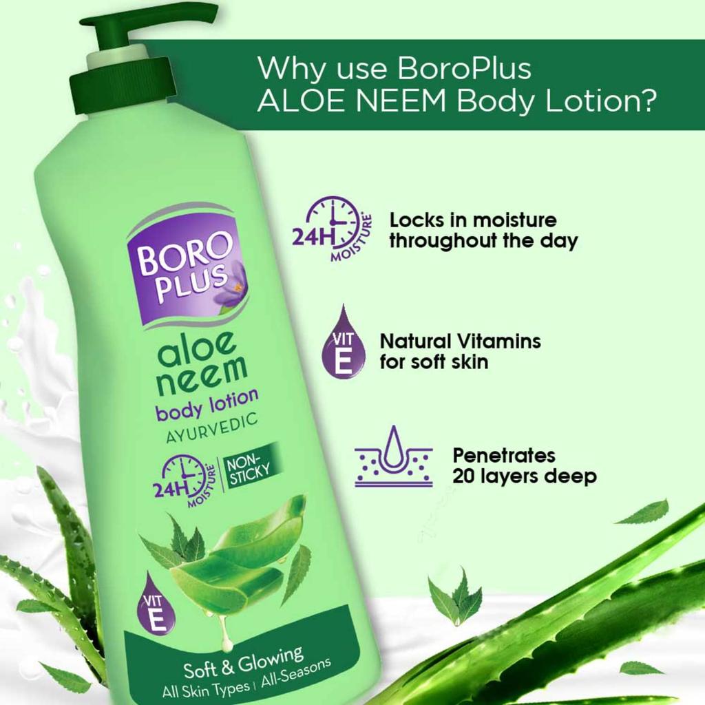 BOROPLUS Aloe Neem Bodylotion 400 ml 1 Stück Nicht fettende, schnell einziehende Feuchtigkeitspflege