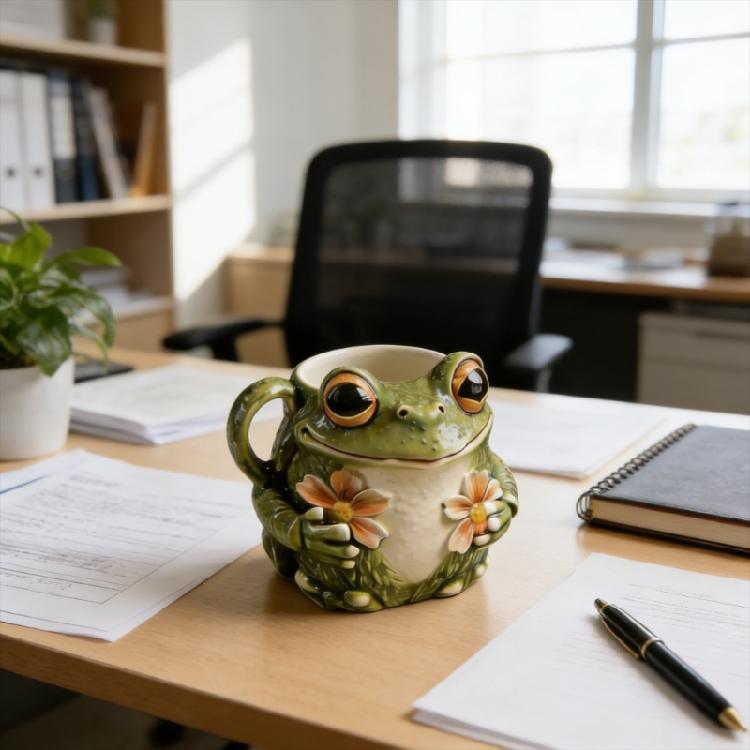 Taza de Resina Divertida para Regalo Diseño de Ranas Capacidad de 11 oz Taza para Beber Adecuada para Mantenimiento Fácil y Uso a Largo Plazo en el Día a Día