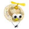 Pet Straw Hat with Bamboo Dragonfly Propeller Mini Woven Straw Hat for Cats Small Dogs Cartoon Cinco De Mayo Sun Cap for Outdoors