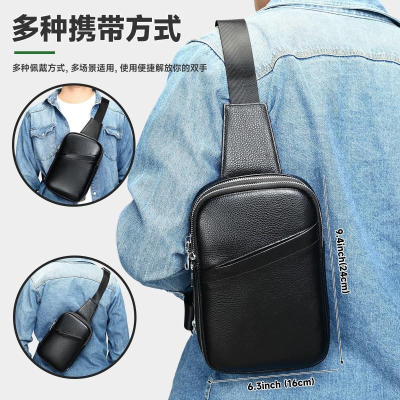 Simple Leather Chest Bag Men With A High-end Feel Top Layer Cowhide Crossbody Shoulder Men's Casual Versatile
