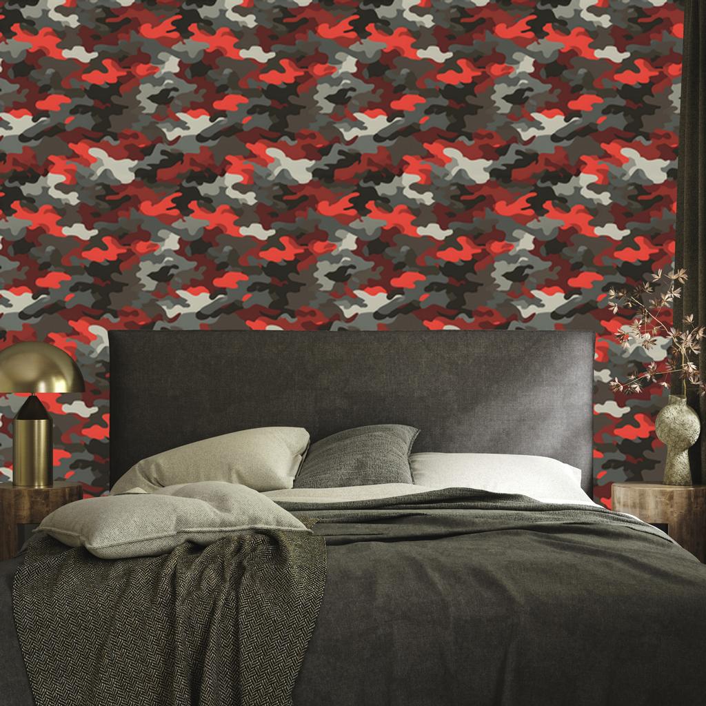 Brown and red military camouflage wallpaper for living room and bedroom 50x1000