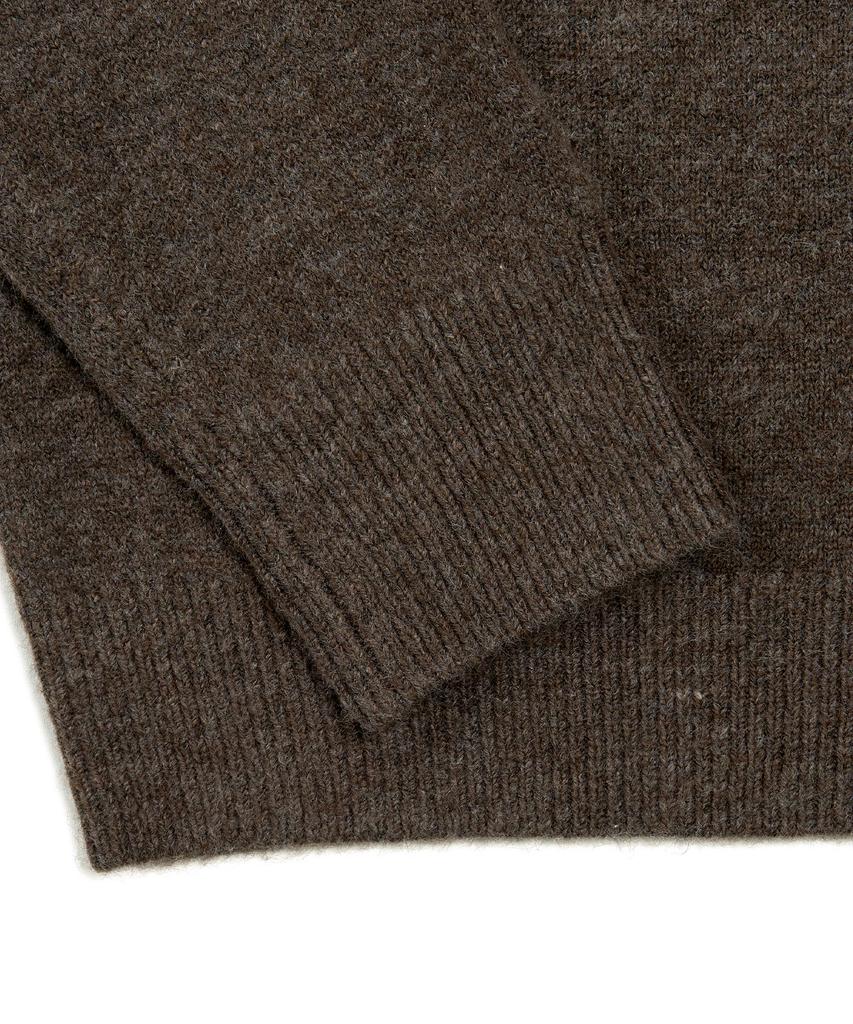 Excontainer Minimalist Button Round Neck Crop Cardigan (Mute Brown)