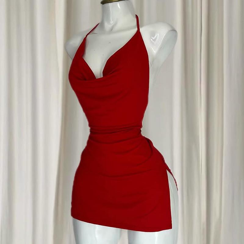 Women Sexy Side Slits Nightdress Fashion Backless Lingerie Underwear Exotic Bandage Sleepwear Vintage Sleeveless Summer Pajamas