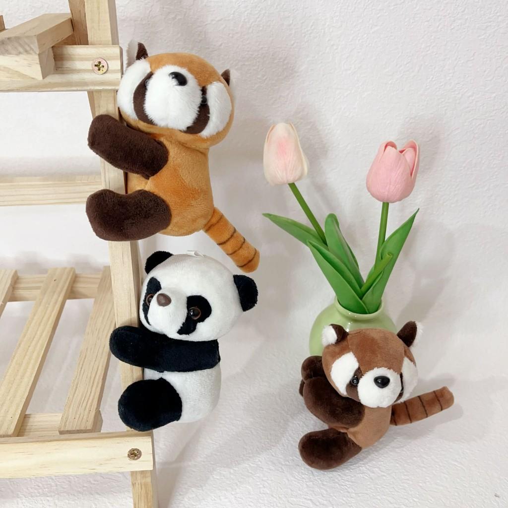 Cute Plush Panda And Raccoon Clip Plush Toys For Travel Gifts And Notes Holders
