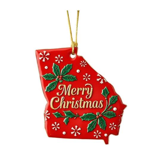 State Pride Christmas Ornaments Acrylic State Shaped Xmas Tree Hanging Decoration
