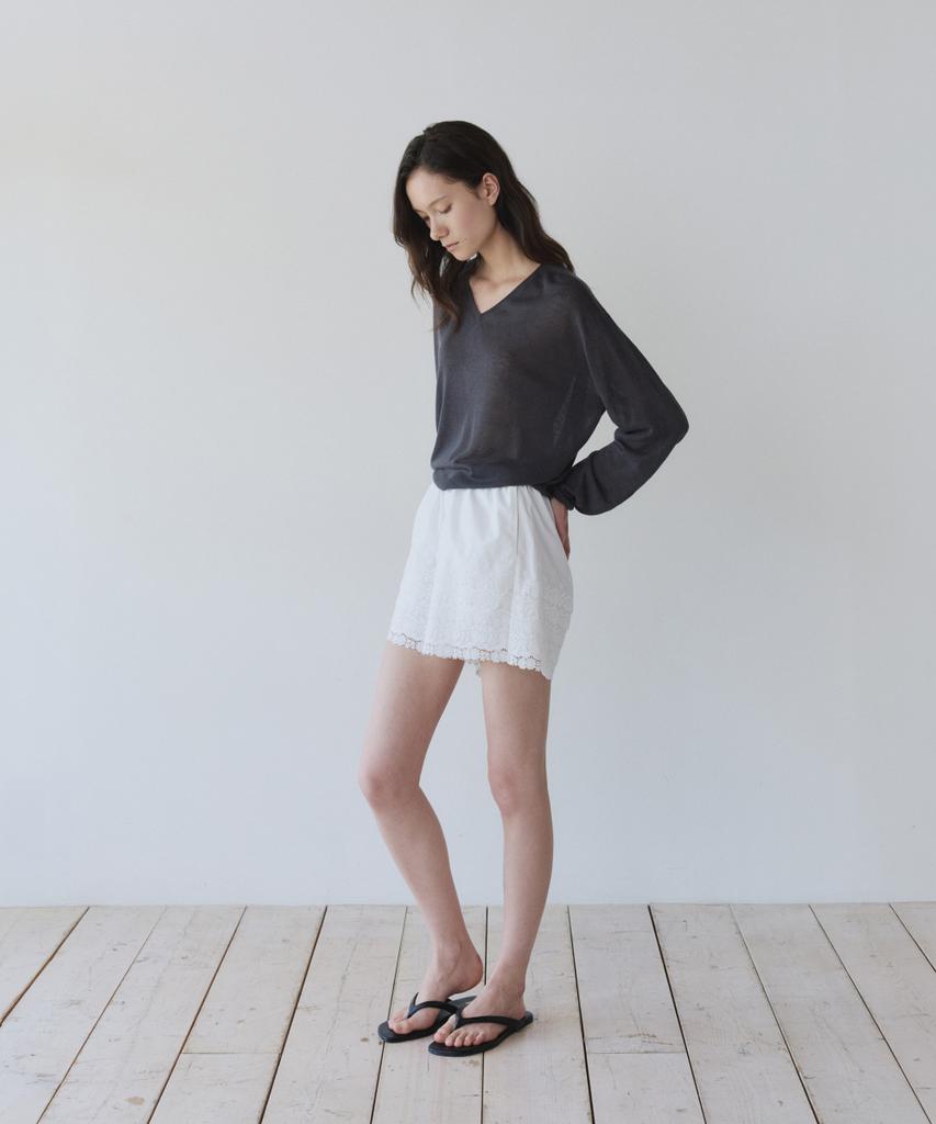 Ieoning Light Linen V-Neck Summer Knit, Charcoal