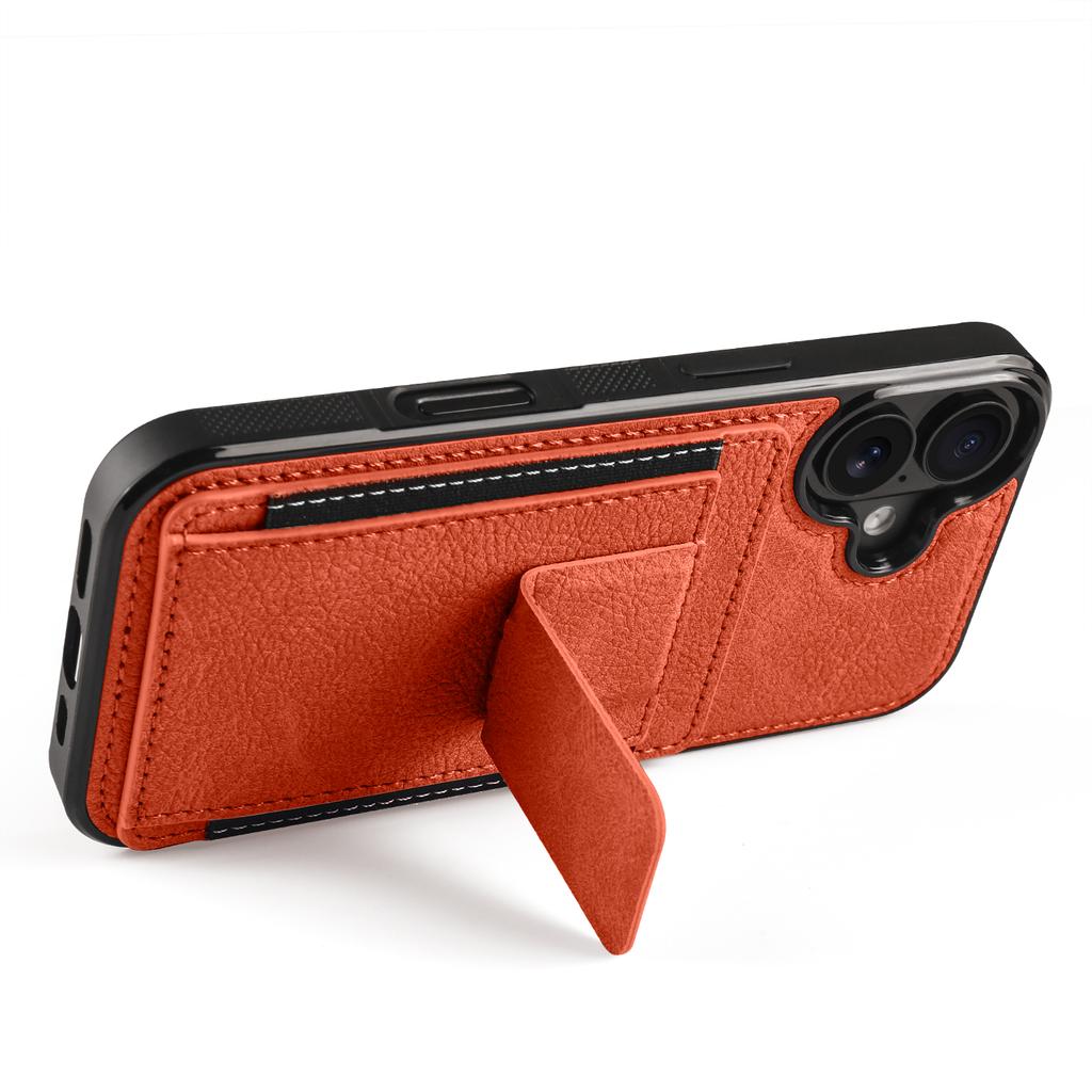 Luxury Business Magnetic Cards Solt Leather Phone Case for iPhone 17 Pro Max 16 Plus 15 14 13 12 11 Invisible Bracket Cover