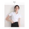 Women's Mandarin Collar Cotton Blouse Casual Slim Fit Long Short Sleeved White Shirt for Office Wear