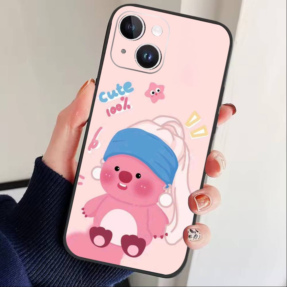 

Cute Cartoon K-loopy Phone Case For iPhone 17 16 15 14 13 12 Max Plus Silicone Black Cover iPhone13