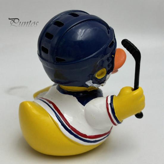 Niche Sports Event Peripheral Hockey Player Rubber Duck Resin Figurine, Statue with Complete Helmet Sturdy Sculpture Stick Jersey Gear, Weatherproof