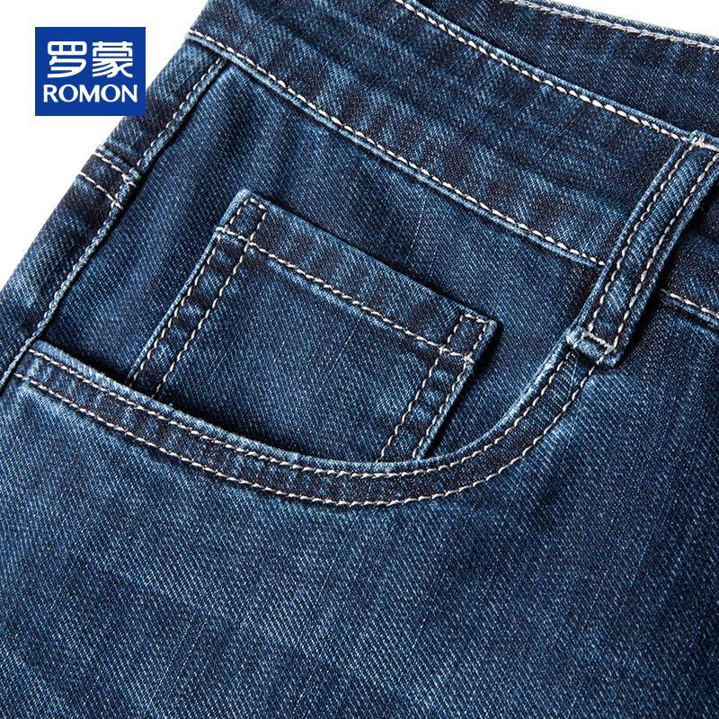 ROMON Men's Summer Loose Straight-Leg Stretch Jeans