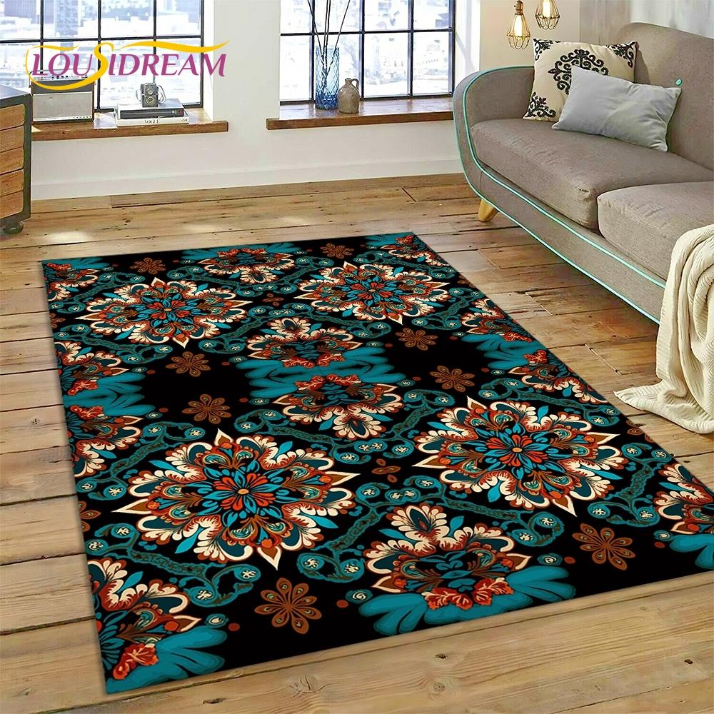 

3D турецкий персидский богемный мандала цветок ковер ковер для спальни гостиной дома диван украшения,детский большой декоративный напольный коврик 40x60cm( 15x23in )