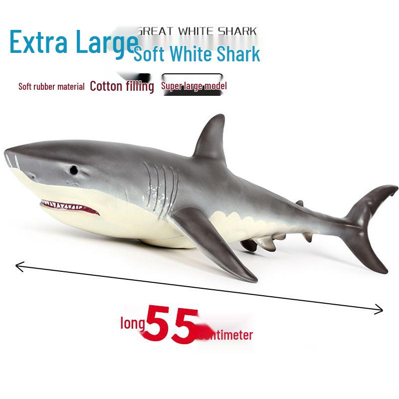 Large Soft Cotton-Filled Megalodon Shark Toy - Marine Animal Simulation