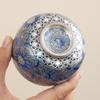 Silver Gilded Blue White Tea Cup Hand Painted Lotus Ceramic Gongfu Set Personal Master Cup Home Use Zen Decor Gift