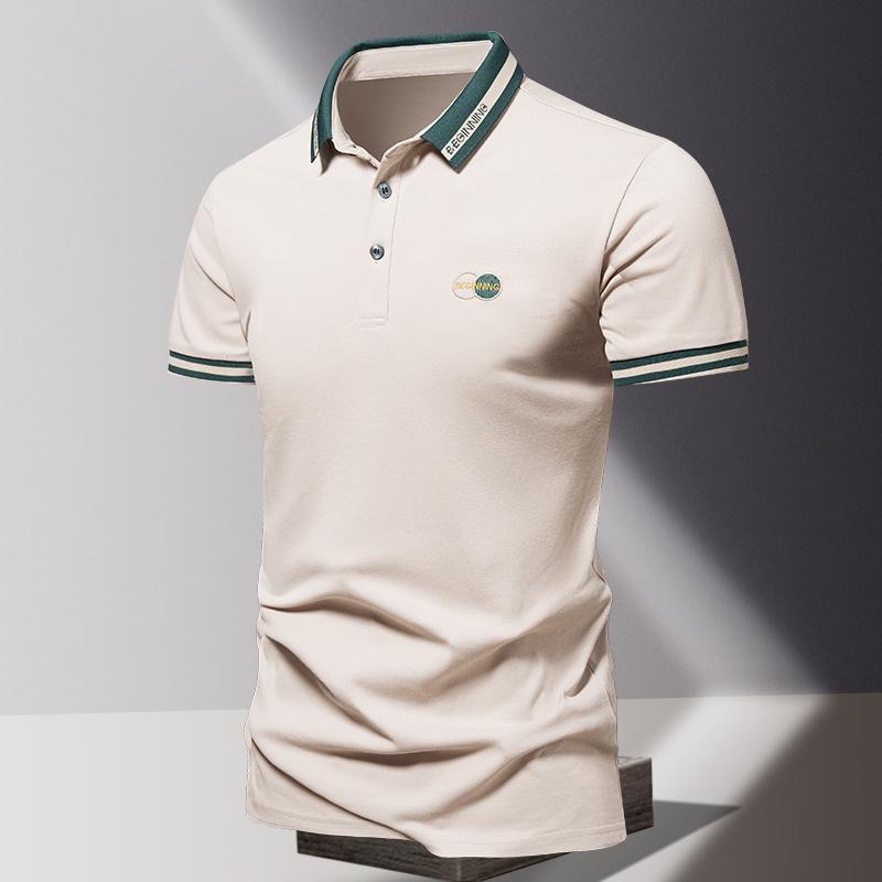 Summer Men's POLO Shirt Fashionable Ice Silk Quick Drying Short Sleeved T-shirt Solid Color Loose Fitting Business Collar Top