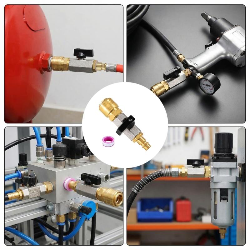 1/4inch Compressed Air Quick Release Coupling Copper Compressed Air Stopcock Copper Compressed Air Filling Industrial