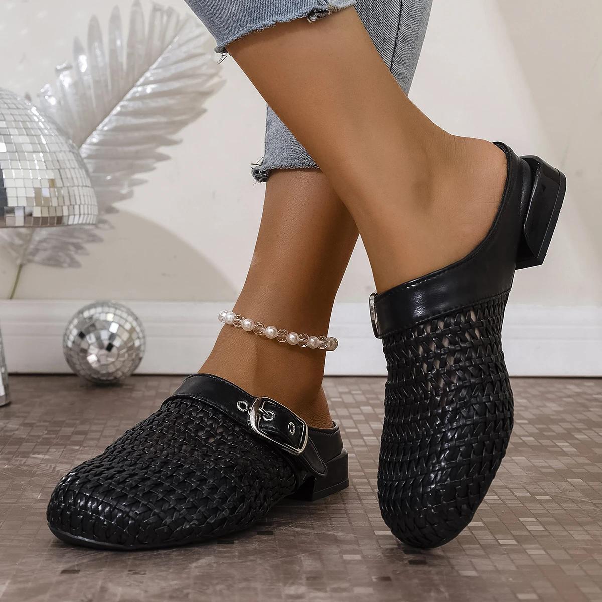 

Модные женские плоские шлепанцы Противоскользящие Уличные Дышащие Новые Ретро Сандалии на платформе Элегантные Шлепанцы Слипоны Женская обувь Слайды Женские 40 чёрный