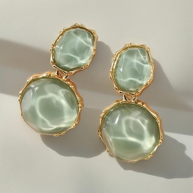 1 Pair Bohemian Geometric Oval Resin Drop Earrings, Vintage Elegant Women Daily Casual Prom Party Jewelry, Creative Gift for Her