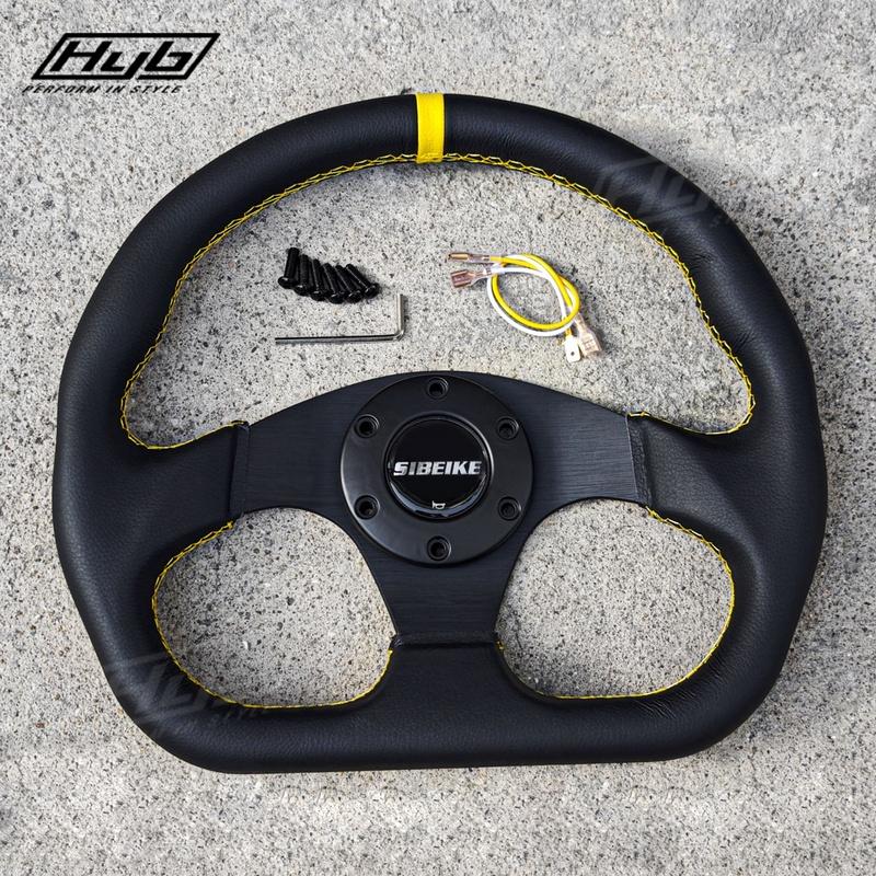 320mm D Shape Sports Steering Wheel Black Leather Universal 13Inch Racing Gaming JDM Steering Wheel