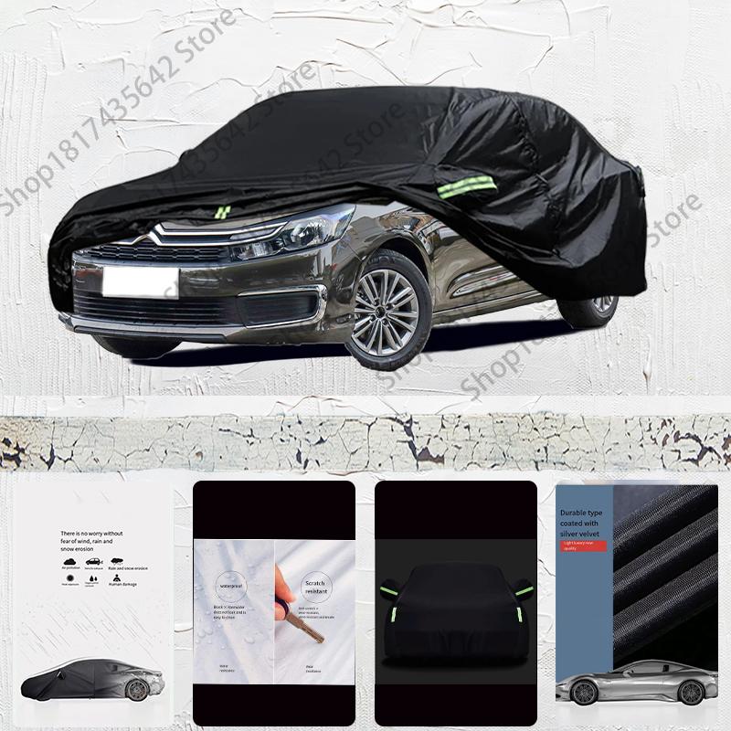 For Citroen C4L Fit Outdoor Protection Full Car Covers Snow Cover Sunshade Waterproof Dustproof Exterior Car Cover Black