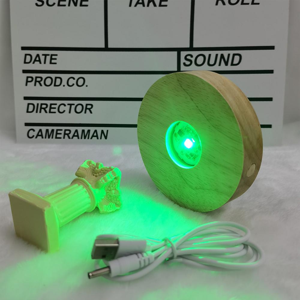 Wooden LED Light Dispaly Base Crystal Glass Resin Art Ornament Wooden Night Lamp Base LED Light Display Base Home Decor