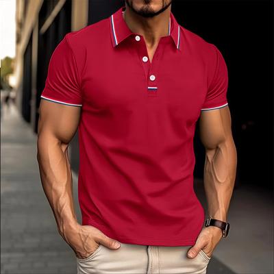 Nieuw heren casual T-shirt sportief kort mouw poloshirt effen kleur POLO shirt tops mode los
