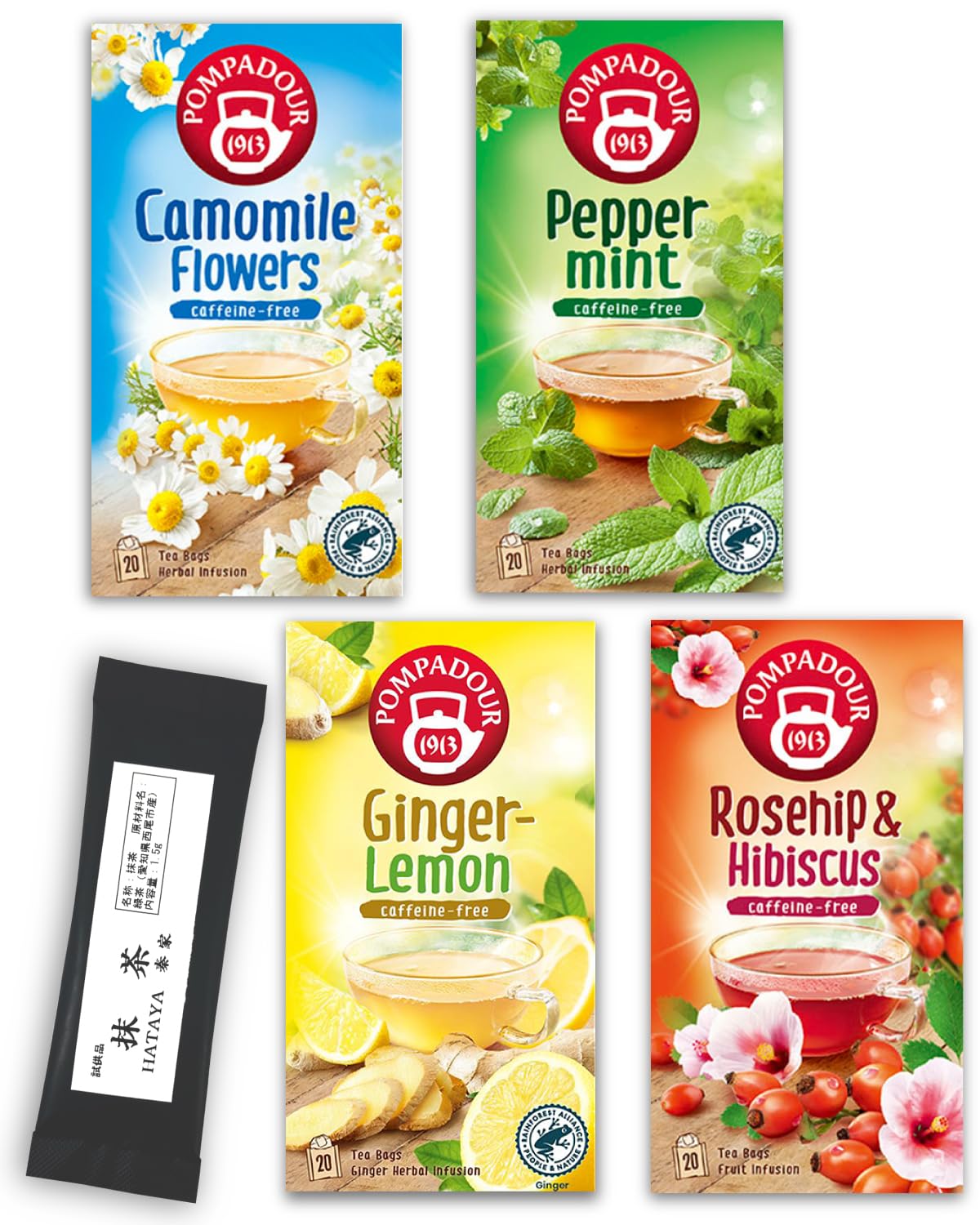 

Набор травяного чая Помпадур Hataya Matcha Stick Образец (20ТБ) 4-Разновидности +