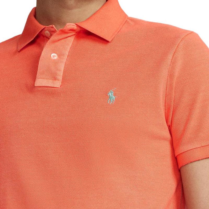 Polo Ralph Lauren Solid Color Logo Embroidered Straight Fit Short Sleeve Polo Shirt Men Tops Orange MNPOKNI1N821132-800