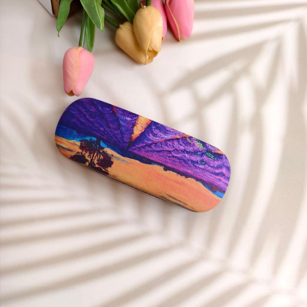 Retro Print Leather Glasses Case - Stylish & Durable Oil Painting Design