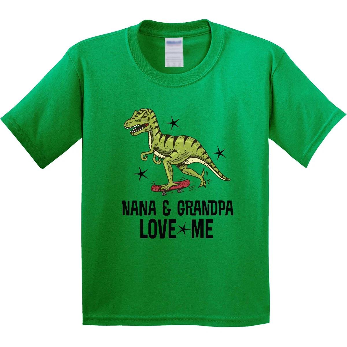 Inktastic Nana And Grandpa Love Me Dinosaur Grandson Youth T-Shirt Boy Clothing 140