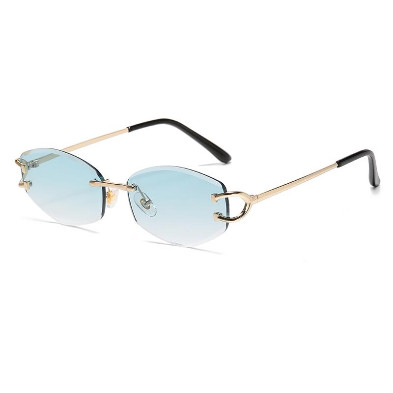 Fashionable Men Frameless Sunglasses Multi-Color High-End Metal Women Neutral Style Street Sun Glasses Uv400