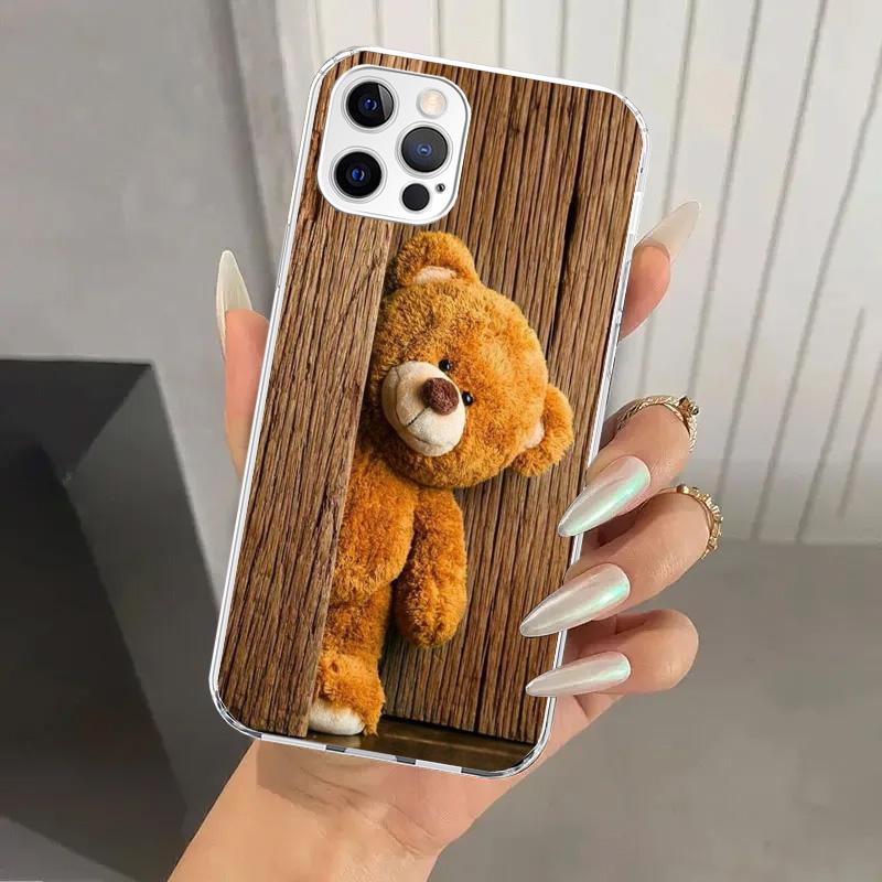 Naughty Cute Bear Funny Mascot Phone Case for Iphone 17 Air 16 15 Plus 14 13 Mini 12 11 Pro Max 16E 7 8 SE 2020 Soft Funda Print