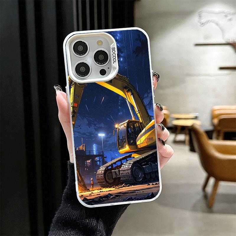 

Excavating Machinery Cool Soft Phone Case for iPhone 15 16 17 Pro Max 17Air 16E 14 Plus 13 12 Mini Shockproof Cover Back Shell iPhone 12 Pro