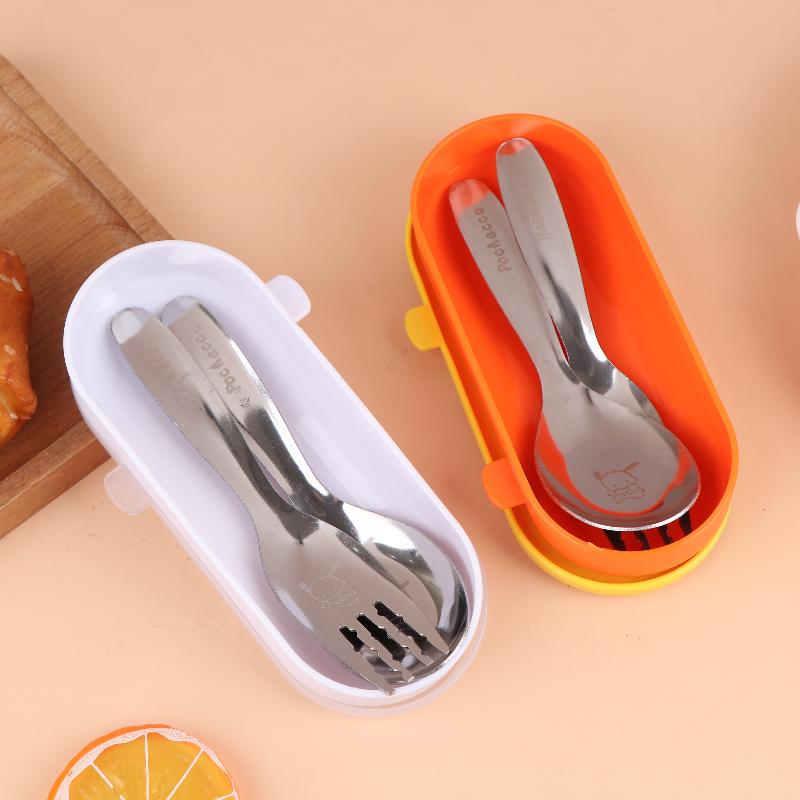 Stainless Steel Spoon Fork Set Short Handle Children'S Tableware Household Baby Food Spoon Soup Spoon