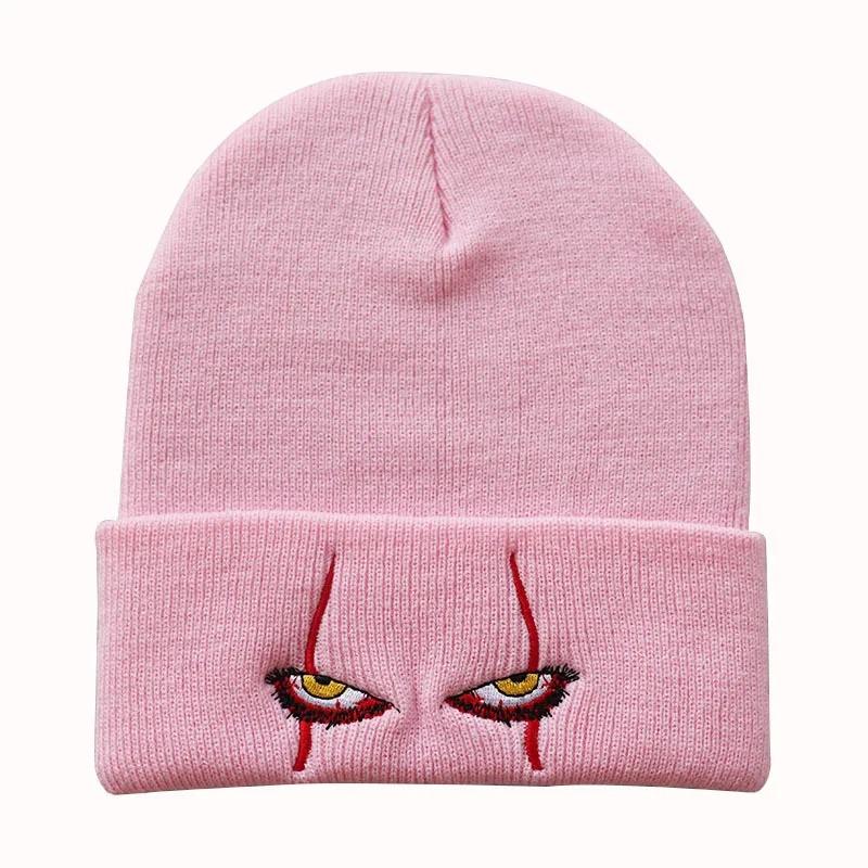 Pennywise Scary Eyes Knitted Hat Warm Overhead Hip Hop Woolen Cap Cozy Earflap Beanie for Men Women Children Halloween Props