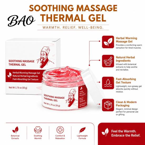 Muscle Relief Gel 1/2Pcs Body Soothing Massage Thermal Gel, Natural Herbal Deep Tissue Cream, Firming & Smoothing Skin Moisturizer Warming Cream