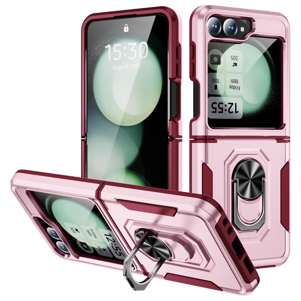 For Samsung Galaxy Z Flip6 5G Case Military Grade Ring Kickstand PC+TPU Phone Cover