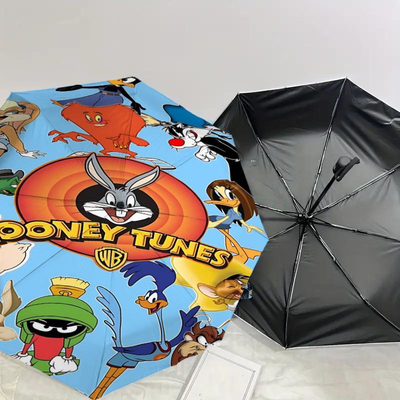 1pc Looney Tunes Automatic Open/Close Umbrella Compact Folding Umbrella with 8-Rib Shaft Lightweight Esign, for Women/Men1197A
