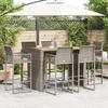 VidaXL Ensemble de bar de jardin 7 pcs sans coussins gris poly rotin, ensemble de table de bar, table et chaise de bar, 3328894