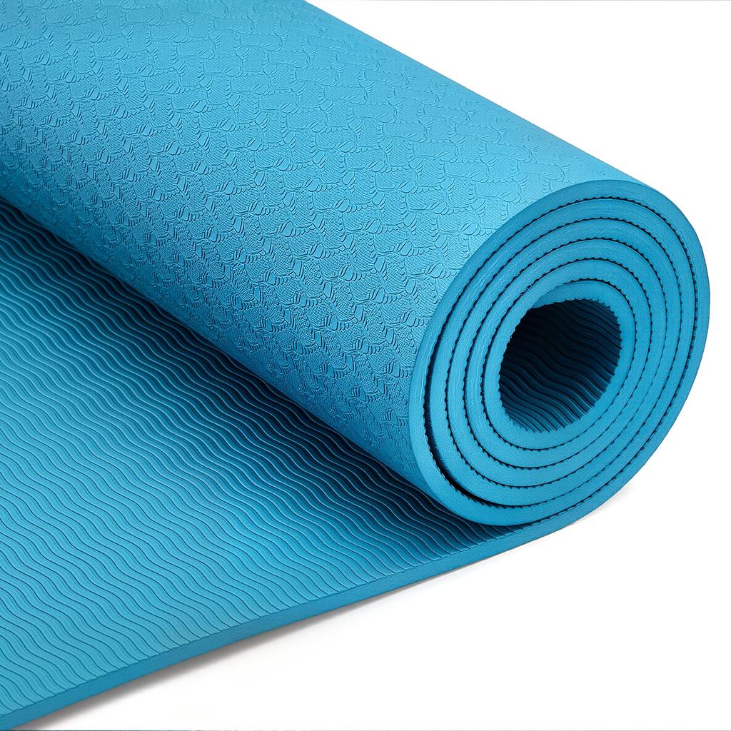 Amazon Basics Yoga 6mm with Carrying Training Stretching Pilates 187 x 61 x 1cm Mat, Thick, TPE, Strap, Mat, Mat, Mat, Aqua,