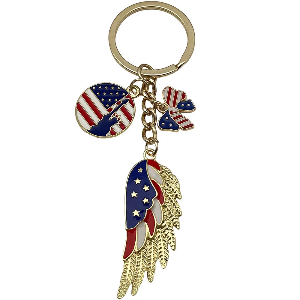 Independence Day Flag Heart & Star Earrings Keychain Pendant
