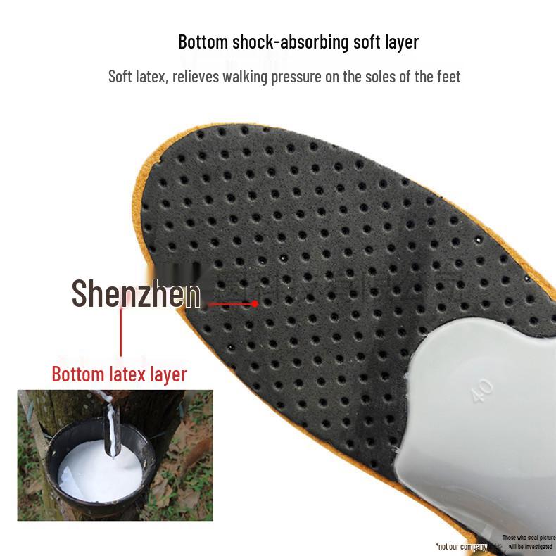 Cowhide Leather Arch Support & Metatarsal Massage Insole for Flat Feet - Unisex Casual Full-Length Pad