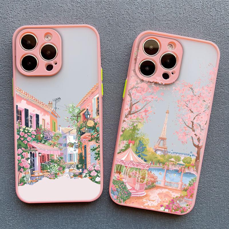 Bländande Anime Gatumotiv Scenari Telefonfodral för IPhone 13 12 11 Pro Max Mini 16 15 14 Max Plus 7 8 Plus SE2 X XR X Baksideskydd